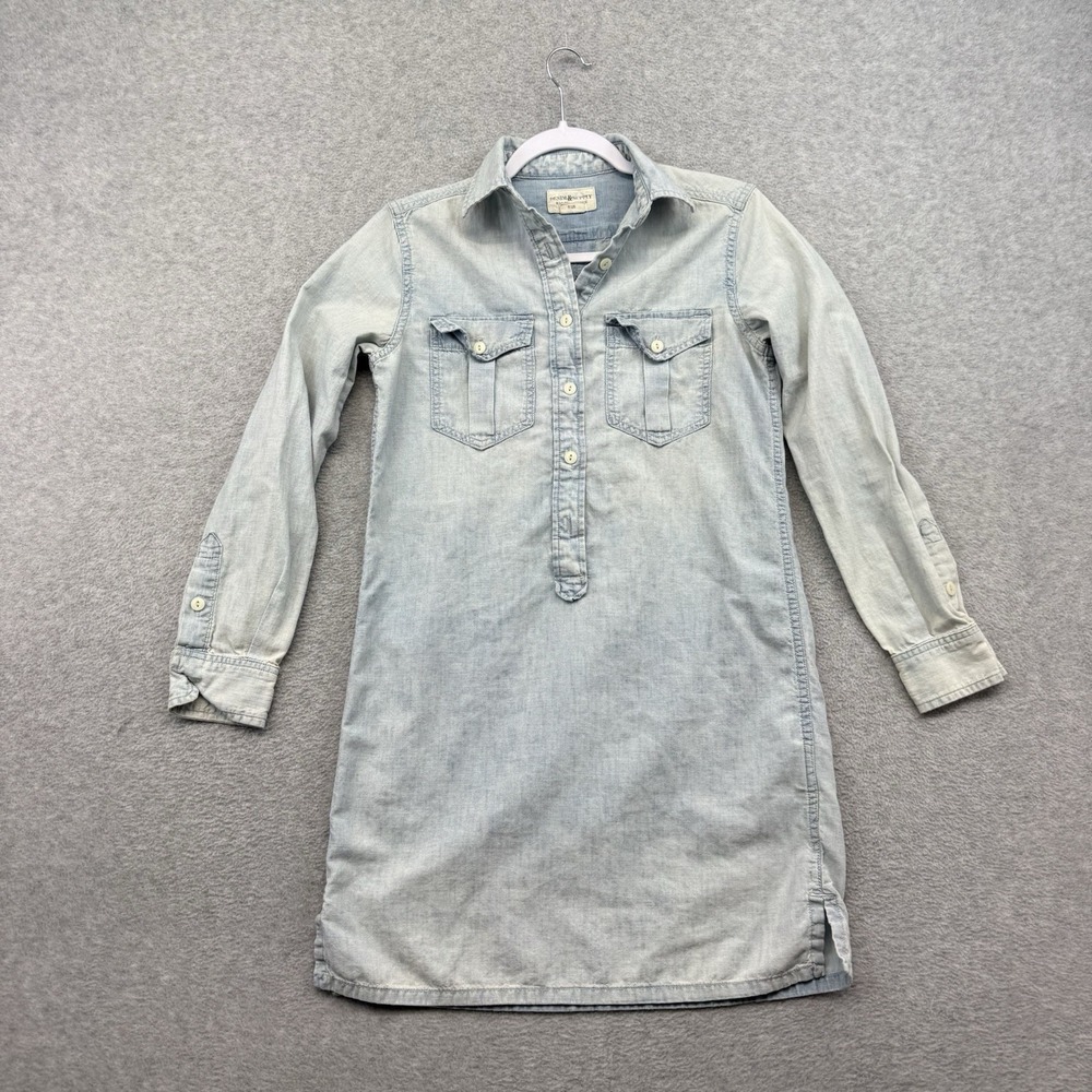 Denim & Supply Ralph Lauren XS Cotton Chambray Tunic Denim Mini Dress Light Wash